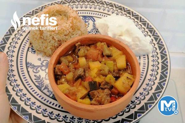 Güveçte Sebzeli Et Ve Şehriyeli Bulgur Pilavı