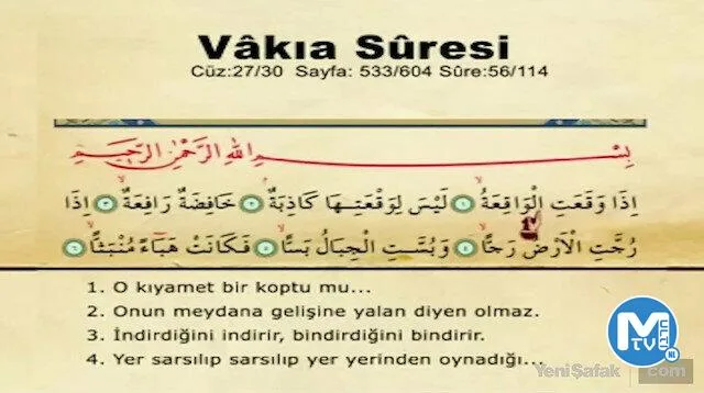 Vakıa Suresi Okunuşu – Vakıa Suresi Duası Arapça Oku ve Dinle | Türkçe Anlamı, Meali ve Faziletleri