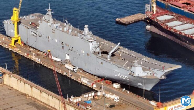 Türkiye’nin ilk uçak gemisi havadan görüntülendi