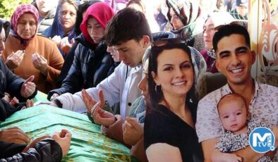 Depremde ölen uzman çavuşun eşi ve bebeği, Çanakkale’de toprağa verildi