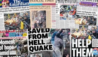 Türkiye’nin acısını birinci sayfalarından duyurdular! İngiliz gazeteden depremzedeler için yardım kampanyası