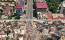 Depremden önce ve sonra çekilen fotoğraflar yıkımı ortaya koydu