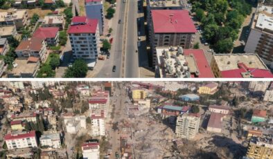 Depremden önce ve sonra çekilen fotoğraflar yıkımı ortaya koydu