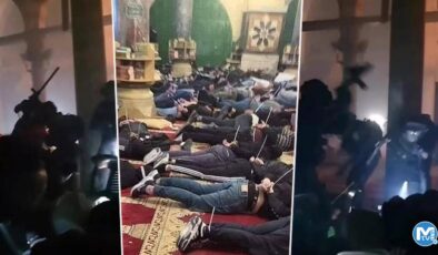 Görüntüler dünyayı ayağa kaldırdı… İsrail güçleri ibadet eden Filistinlilere saldırdı