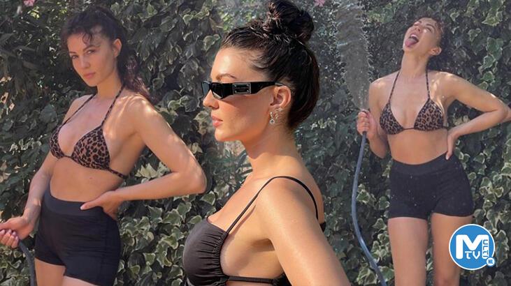 Burcu Özberk bikiniyle bahçe suladı! ‘Tatiller hep güzeldir’